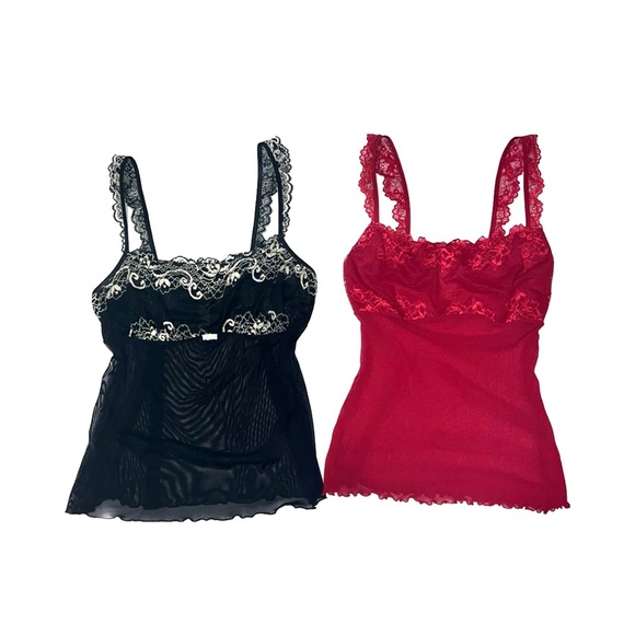 Vintage Y2K Gilligan & O’Malley intimates sheer mesh lace tank top camis